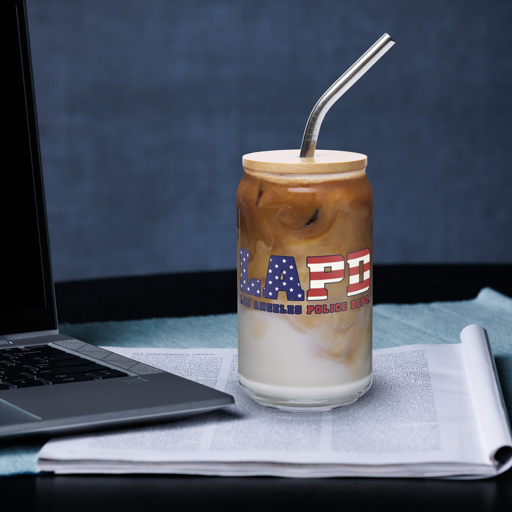LAPD Stars & Stripes 16 oz. Can Shaped Glass