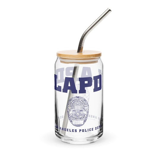 LAPD Badge 16 oz. Can Shaped Glass-0