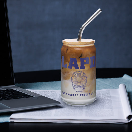 LAPD Badge 16 oz. Can Shaped Glass-1