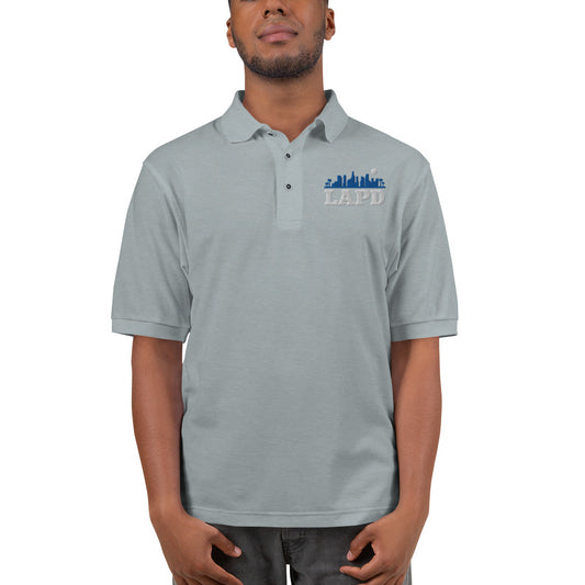 LAPD Skyline Embroidered Polo Shirt Cool Heather-1