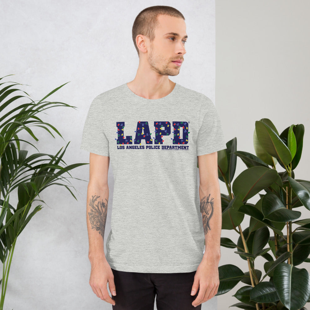 LAPD Holiday Lights T-Shirt folded to show fabric texture