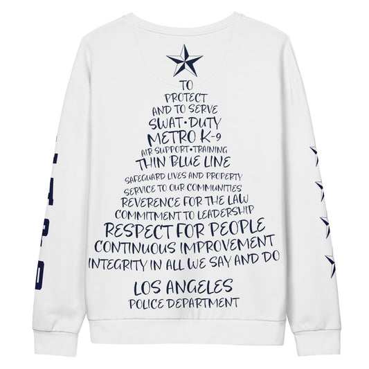 Front view of the navy blue LAPD sweatshirt featuring the badge and stars graphic-0