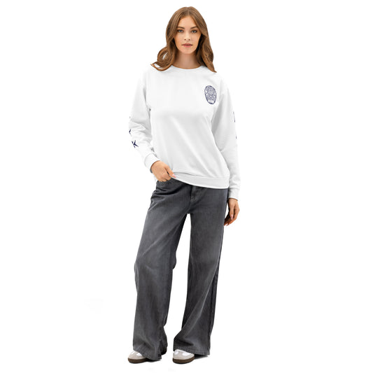 Front view of the navy blue LAPD sweatshirt featuring the badge and stars graphic-1