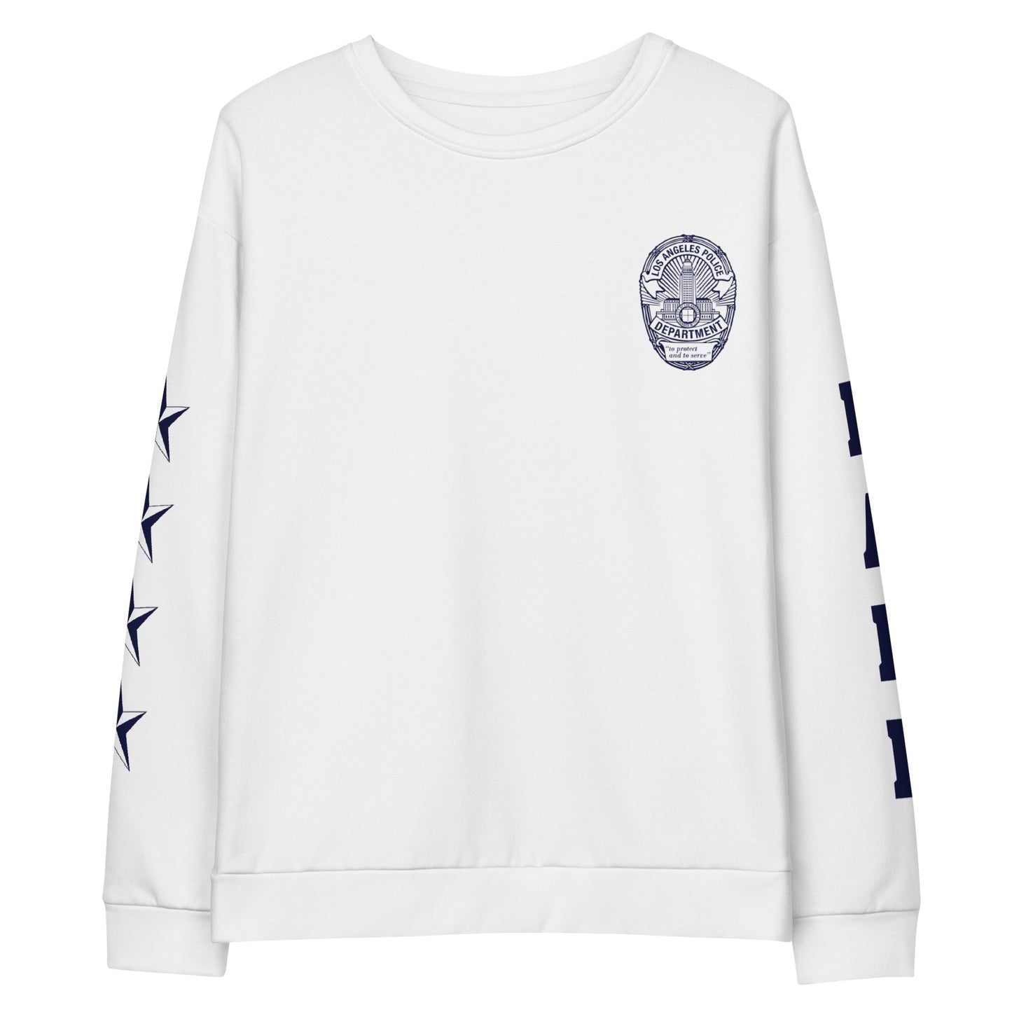 Folded stack of LAPD sweatshirts ready for holiday gifting
