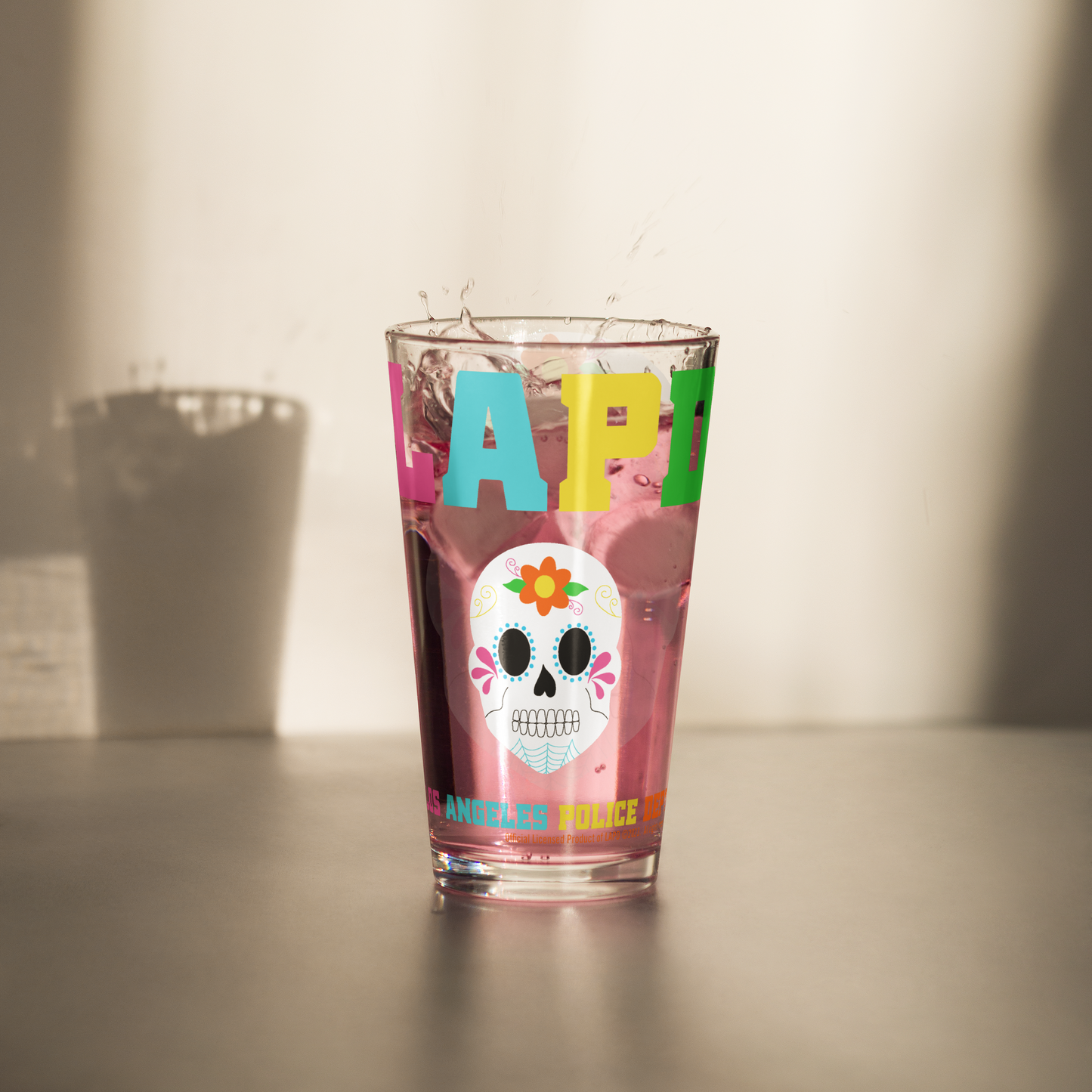 LAPD Día de los Muertos commemorative glassware