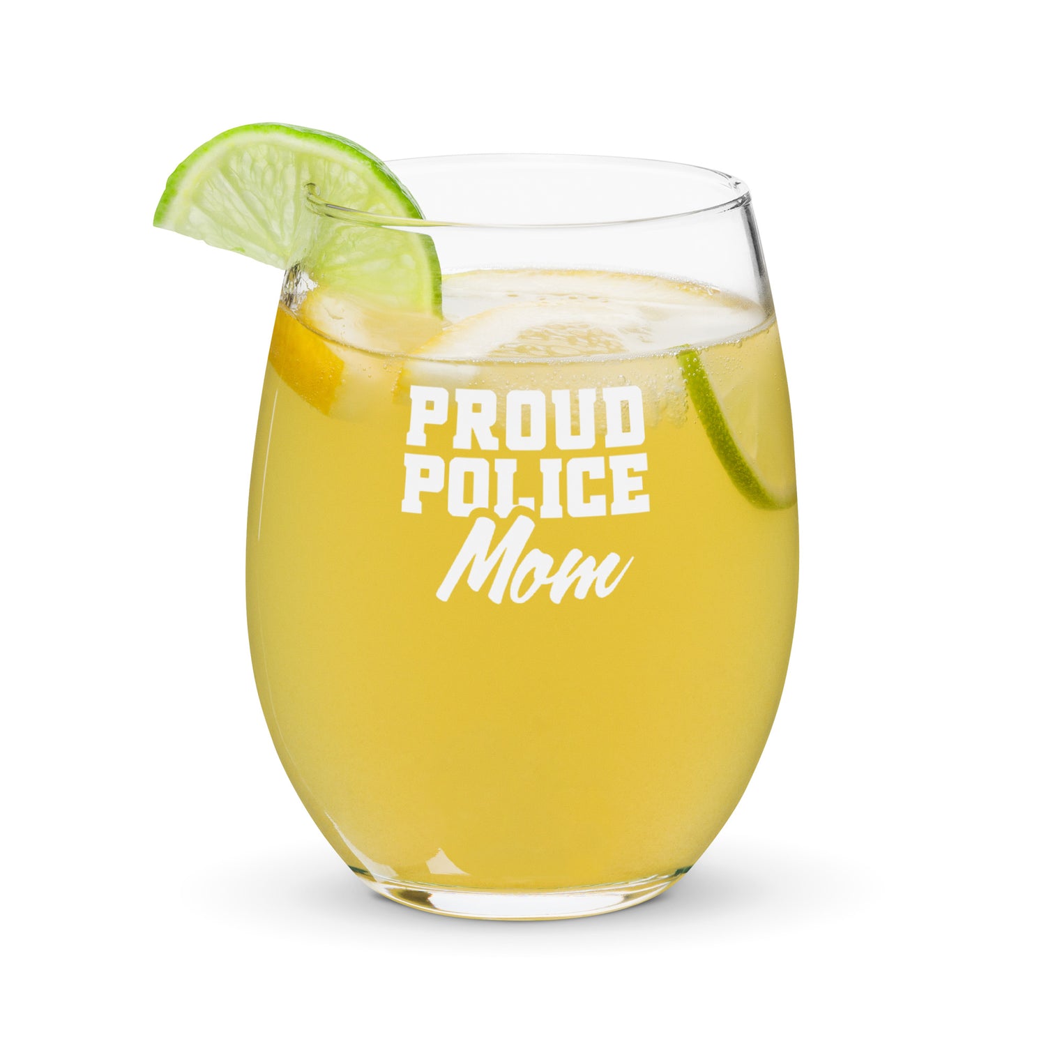 LAPD Proud Police Mom Stemless Wine Glass