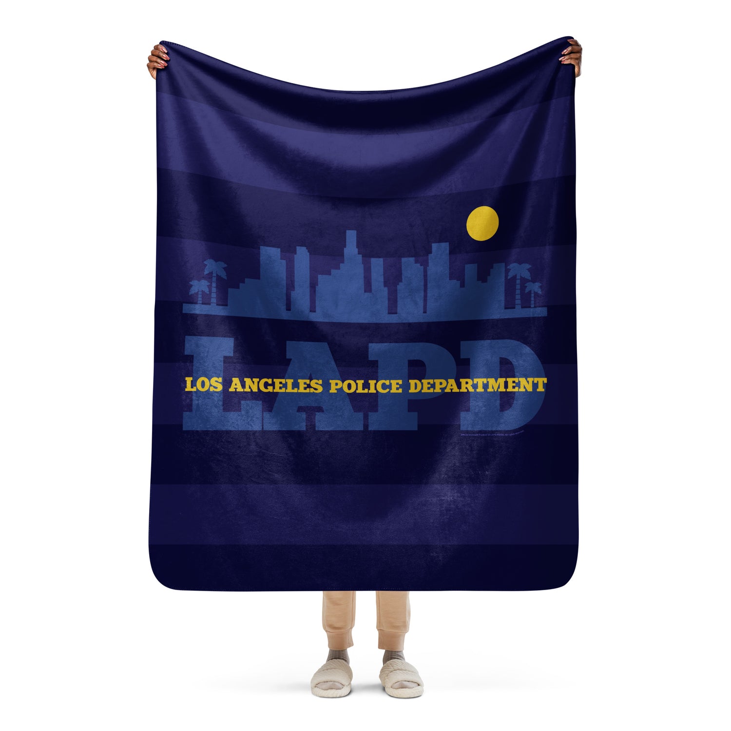 LAPD Skyline Blanket draped over a couch