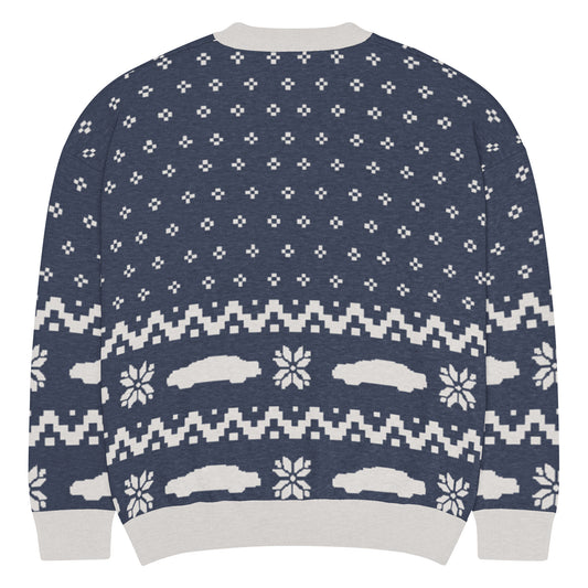 Front view of the LAPD knitted sweater in neutral tones-1
