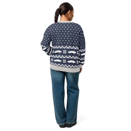 Front view of the LAPD knitted sweater in neutral tones-6
