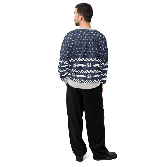Front view of the LAPD knitted sweater in neutral tones-5