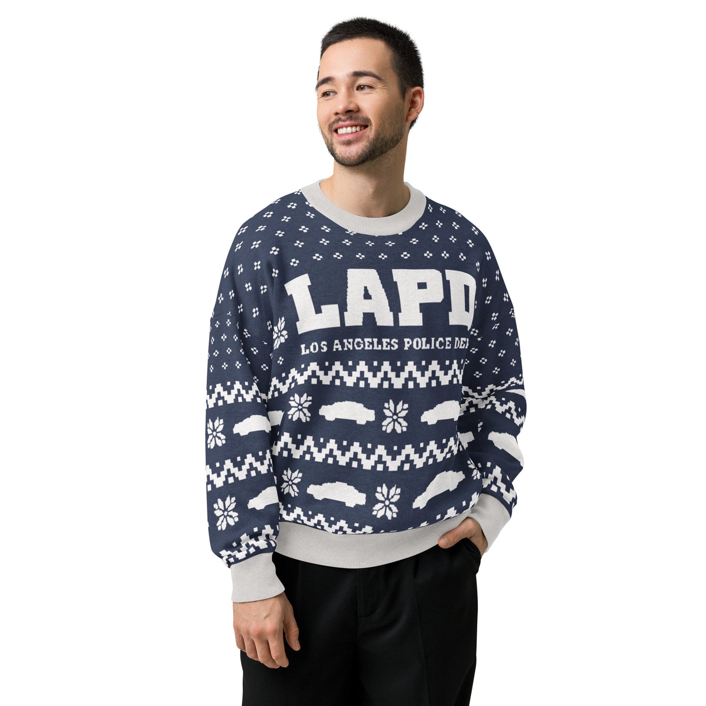 Back view of the LAPD knit pullover
