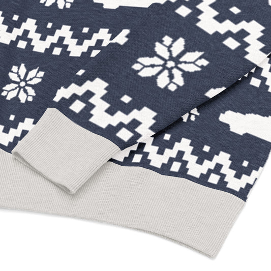 Front view of the LAPD knitted sweater in neutral tones-2