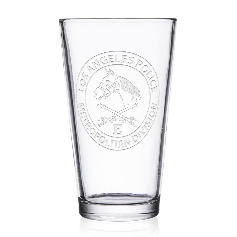 LAPD LA Metro Etched Pint Glass